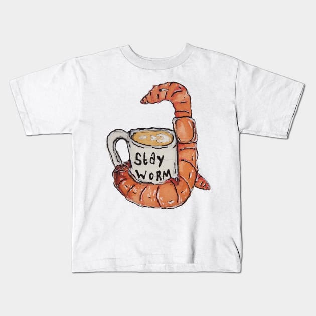 Cozy Coffee Companion Kids T-Shirt by Animal Surrealism